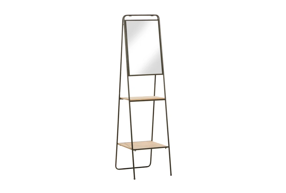 65 Inch Iron + Wood A Frame Shelf With Mirror