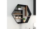 30X26 Inch Metal + Wood Hexagon Cubbie Wall Shelf - Room