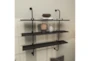 38X39 Inch Metal + Wood Plank 3 Tier Wall Shelf - Room