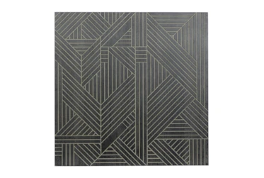 40X40 Inch Black Wood Geo Pattern Wall Decor