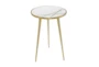 20" Marble + Gold Round Accent Table With Geometric Inlay - Material