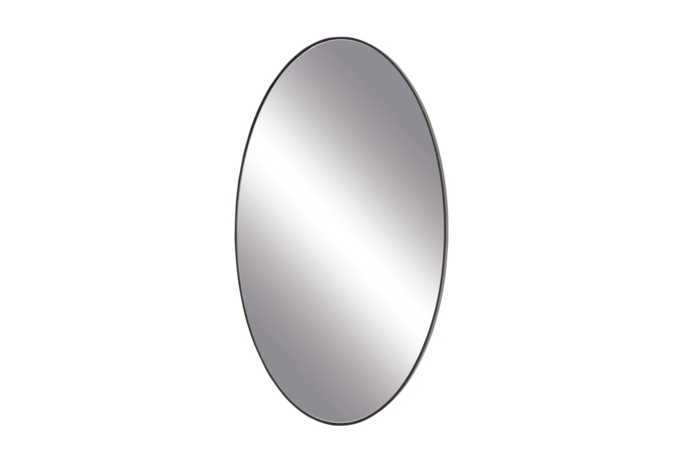 32X17 Inch Black Wood Oval Wall Mirror