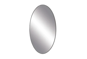 32X17 Inch Black Wood Oval Wall Mirror