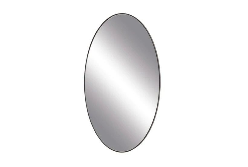 32X17 Inch Black Wood Oval Wall Mirror - 360