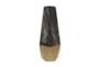 18 Inch Gold and Black Marble Faceted Vase - Signature