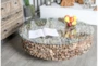 Jaco Glass Round Driftwood Coffee Table - Room