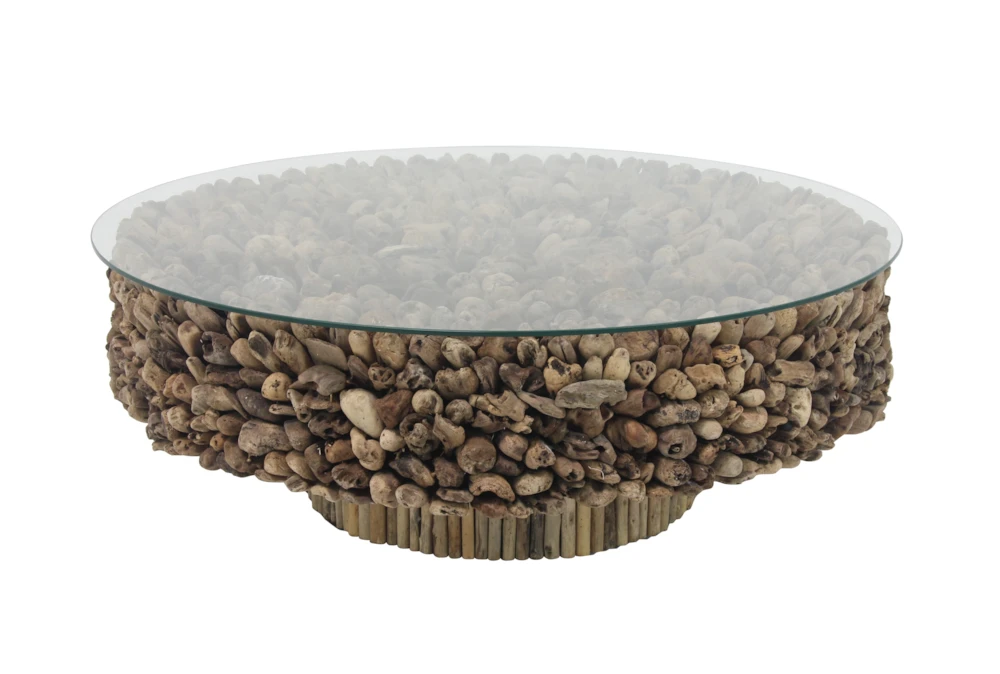 Jaco Glass Round Driftwood Coffee Table