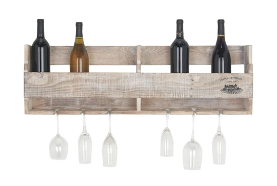 36 Inch Wood Crate Wall Hanging Wine Holder