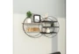 34X20 Inch Metal + Wood Double Circle Wall Shelf - Room