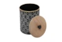 11 Inch and 9 Inch Black Metal Diamond Canister With Wood Lid Set Of 2 - Material