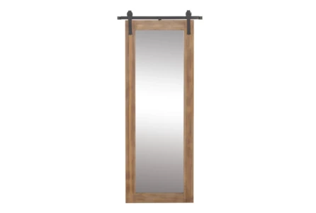 34X71 Inch Wood + Metal Barn Door Wall Mirror