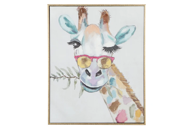 17X21 Inch Colorful Winking Giraffe Canvas Wall Art - 360