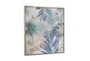32X32 Inch Blue + Gold Tropical Leaves Canvas Wall Art - Front