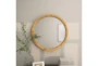 32X32 Inch Natural Wood Framed Round Wall Mirror - Room