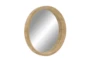 32X32 Inch Natural Wood Framed Round Wall Mirror - Front