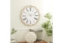 33X33 Inch White Wood Flower Round Wall Clock - Room