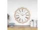 33X33 Inch White Wood Flower Round Wall Clock - Room