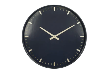 20X20 Inch Black Metal + Glass Round Wall Clock With Black Face