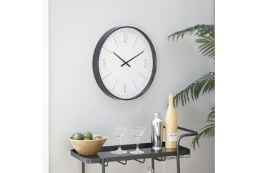 20X20 Inch Black + White Vintage Glass Round Wall Clock
