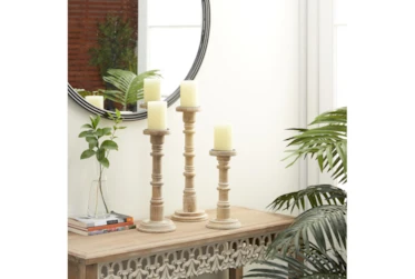 11, 14, & 17 Inch Wood Totem Pillar Candle Holder