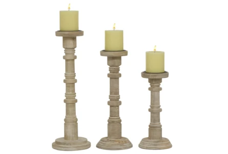 11, 14, & 17 Inch Wood Totem Pillar Candle Holder - Main