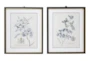 20X24 Inch Blue + Cream Vintage Floral Wall Art Set Of 2 - Front