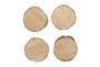13X13 Inch Brown Teak Wood Wall Mirror Set Of 4 - Material