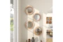13X13 Inch Brown Teak Wood Wall Mirror Set Of 4 - Room