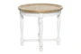 24 Inch White + Natural Weathered Wood Accent Table - Front
