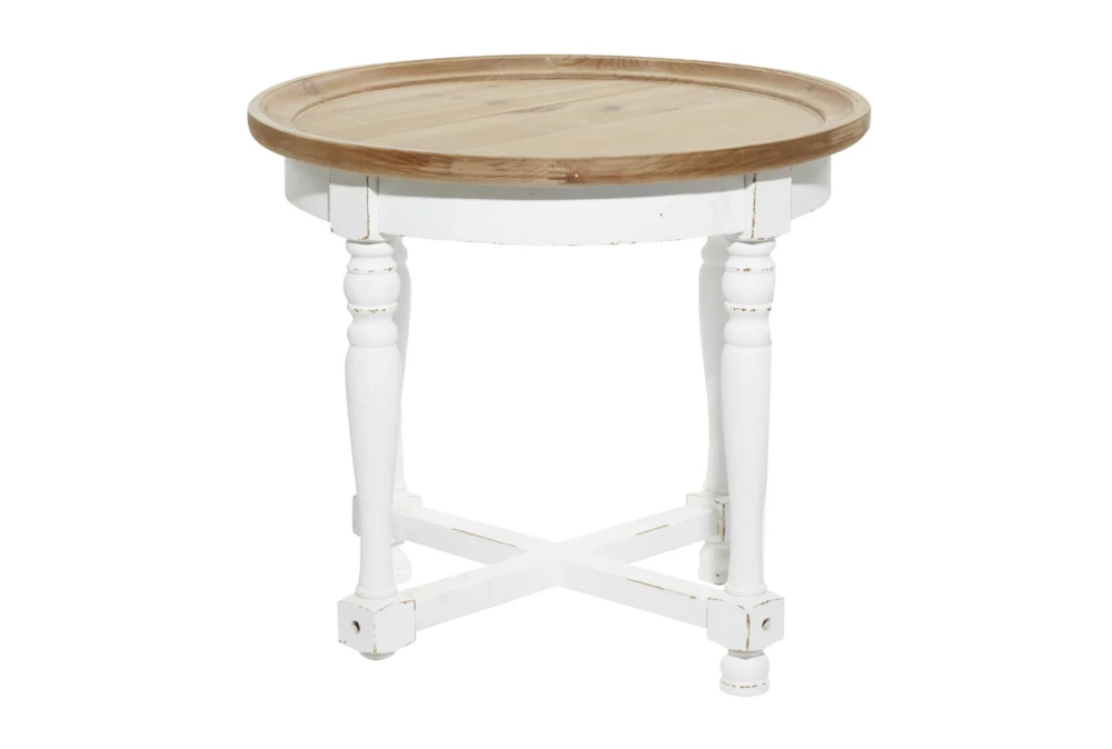 24" White + Natural Weathered Wood Accent Table