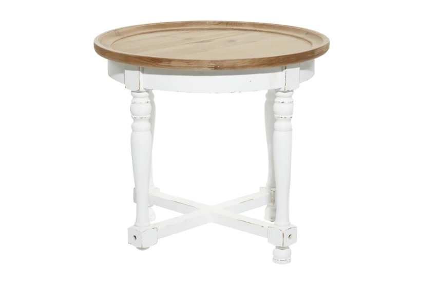 24 Inch White + Natural Weathered Wood Accent Table - 360
