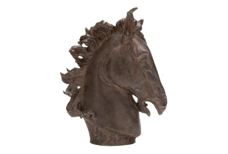 25 Inch Brown Horse Head Polystone Sculpture