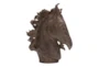 25 Inch Brown Horse Head Polystone Sculpture - Signature