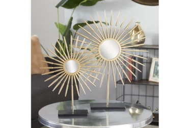 21 Inch and 28 Inch Metal Gold Top Decor Set Of 2