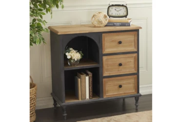 31 Inch Metal + Wood Arched Front Cabinet