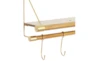 23X14 Inch Gold + Wood Wall Shelf With Hooks - Detail