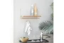 23X14 Inch Gold + Wood Wall Shelf With Hooks - Room