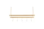 23X14 Inch Gold + Wood Wall Shelf With Hooks - Signature