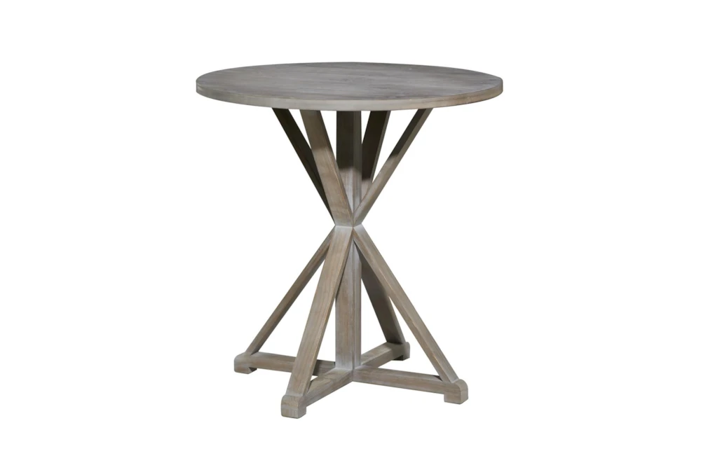 29" Wood Pedestal Round Accent Table
