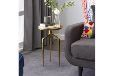 22 Inch Gold Modern Tripod Round Accent Table