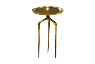 25 Inch Gold Modern Tripod Round Accent Table