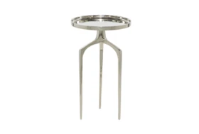 22 Inch Silver Modern Tripod Round Accent Table