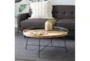 Metal And Wood Tray Round Coffee Table - Room