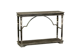 47 Inch Weathered Black Wood Architectural Console Table