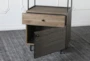 Textured Wood + Metal Bookcase With Storage  - Detail