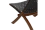 Black Leather Basketweave Folding Accent Chair - Detail