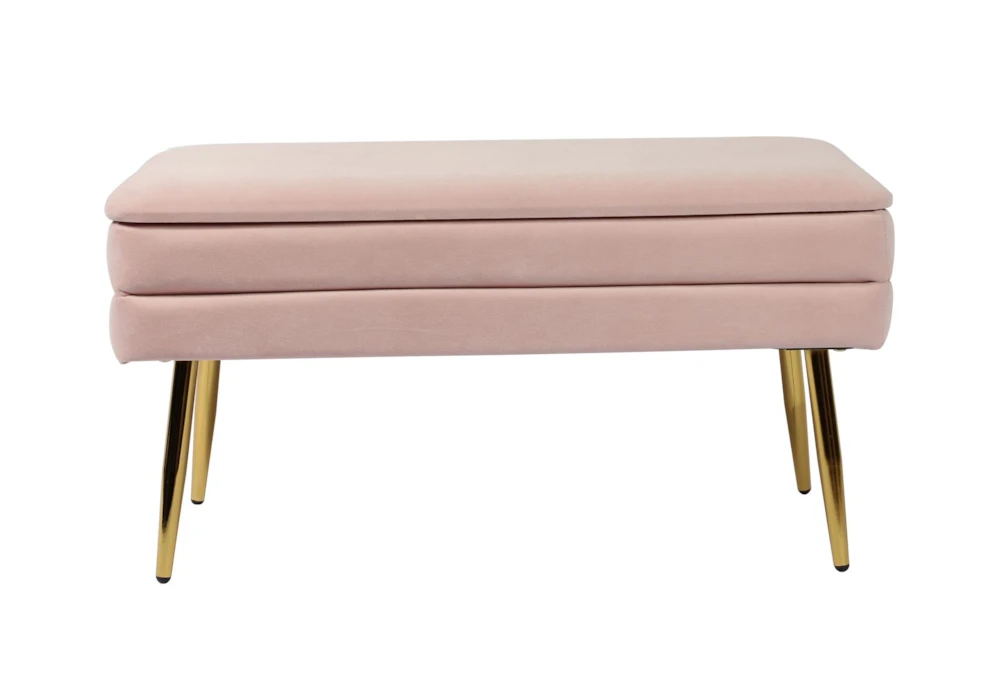 31" Lana Modern Blush Pink Velvet Bedroom Storage Bench