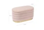31" Celeste Modern Blush Pink Velvet Oval Bedroom Storage Bench - Dimensions Diagram