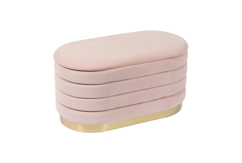 31" Celeste Modern Blush Pink Velvet Oval Bedroom Storage Bench - 360