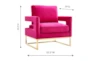 Evelyn Pink Velvet Accent Arm Chair - Dimensions Diagram